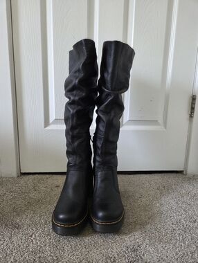 Dr. Martens Kasey Tall Black Leather Heeled Boots